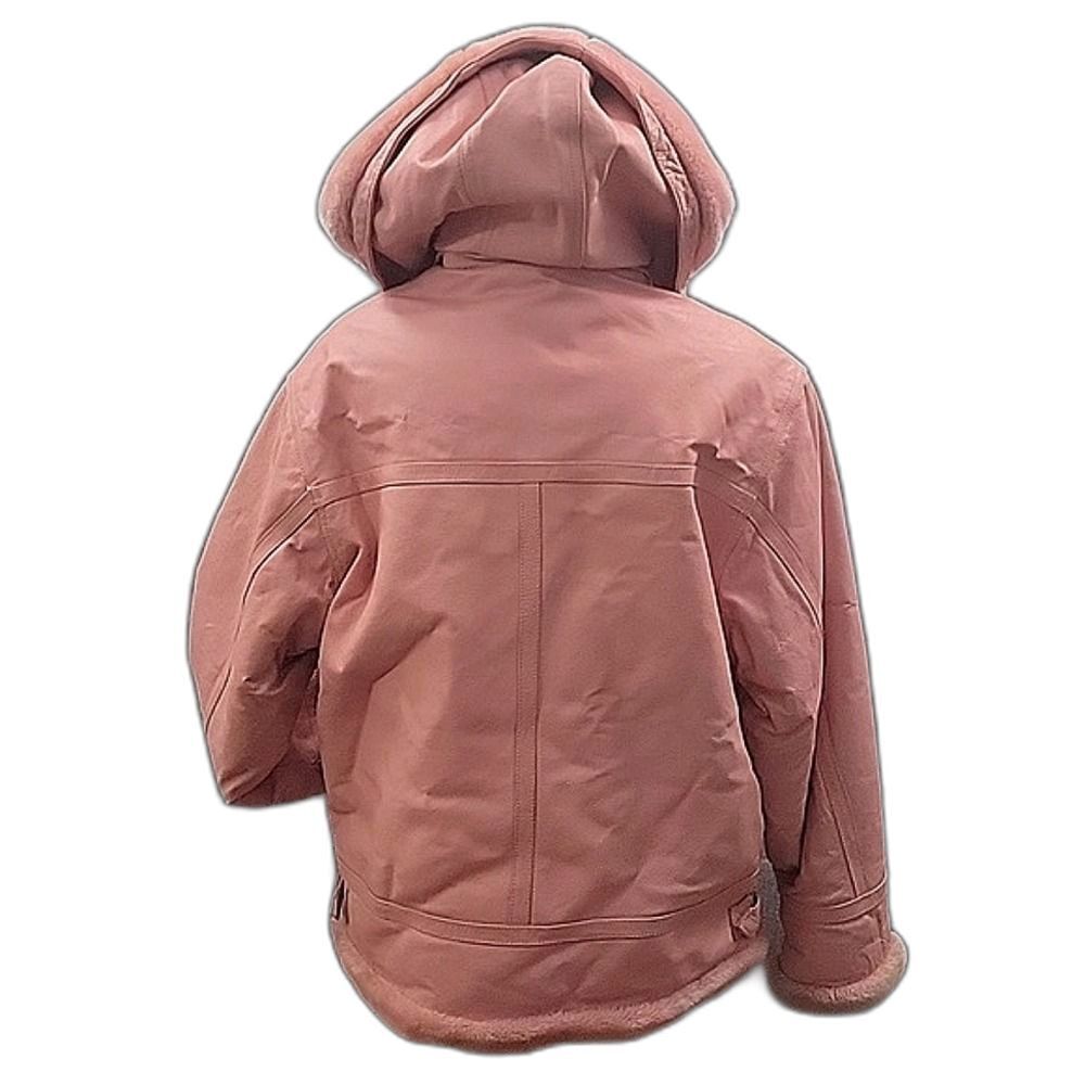 Tanner's Avenue VTG Pink Leather Bomber Jacket Hooded Faux Fur Y2K women's 2XL